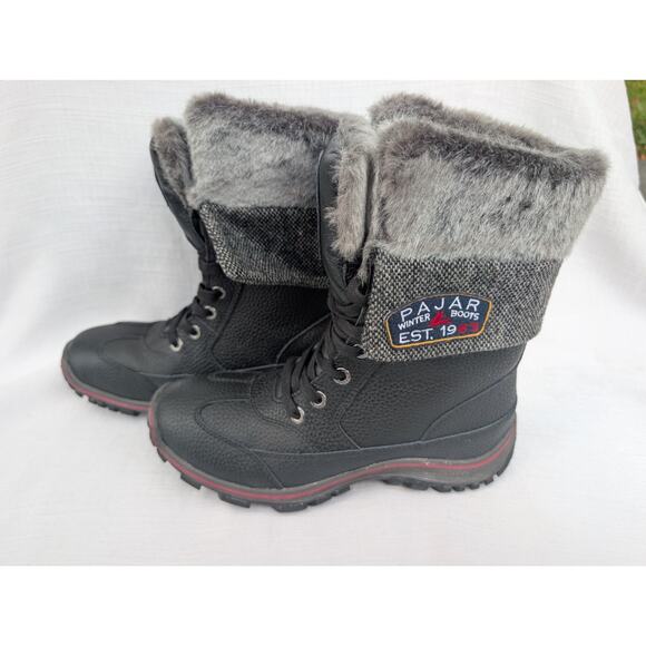 Pajar Women's Alice Leather Waterproof Winter Boots Sz 40 US 9-9.5 Faux Fur Snow - Picture 1 of 8